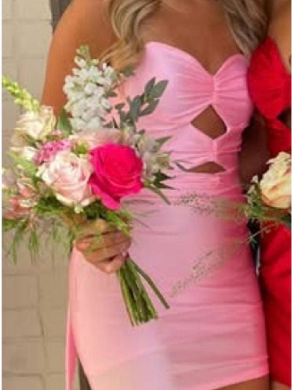 Strapless Pink Cutout Mini Dress